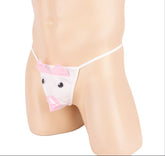 Kawaii Men's Sheer Lace T-Back Crop Top | Pink Anime-Inspired Lingerie for Party & Cosplay
